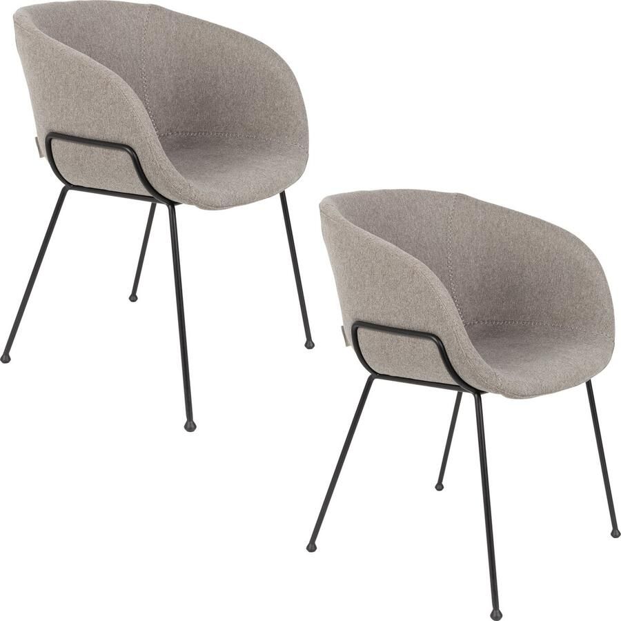 Zuiver Feston Eetkamerstoelen met armleuning Fab Grijs Set van 2