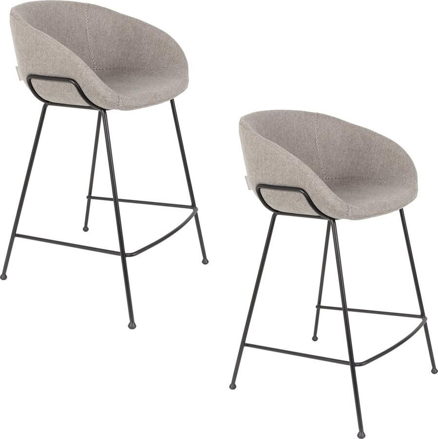 Zuiver Feston Fab Barkruk 65 cm Grijs Set van 2