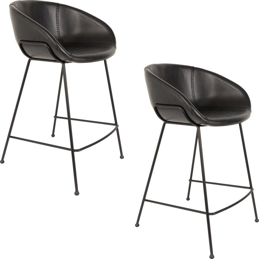 Zuiver Feston Counter Barkruk 65 cm- Zwart Set van 2