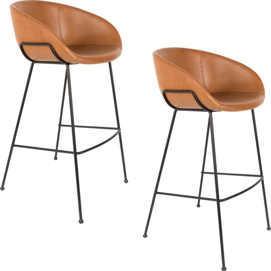 Zuiver Feston Barkruk 76 cm Bruin Set van 2