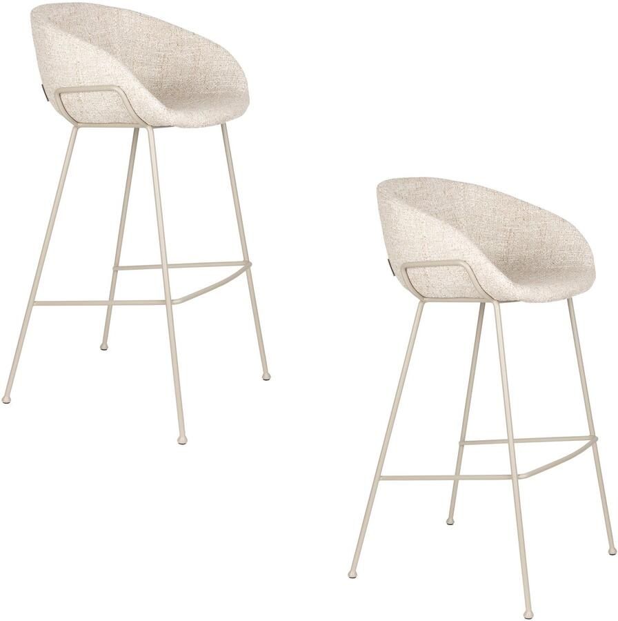 Zuiver Feston Barkrukken 75 cm Beige Set van 2