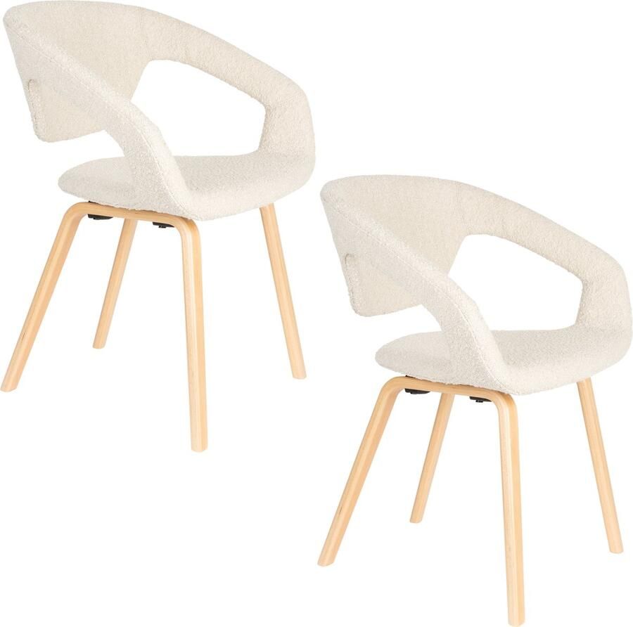 Zuiver Flexback Eetkamerstoelen met armleuning Beige Set van 2