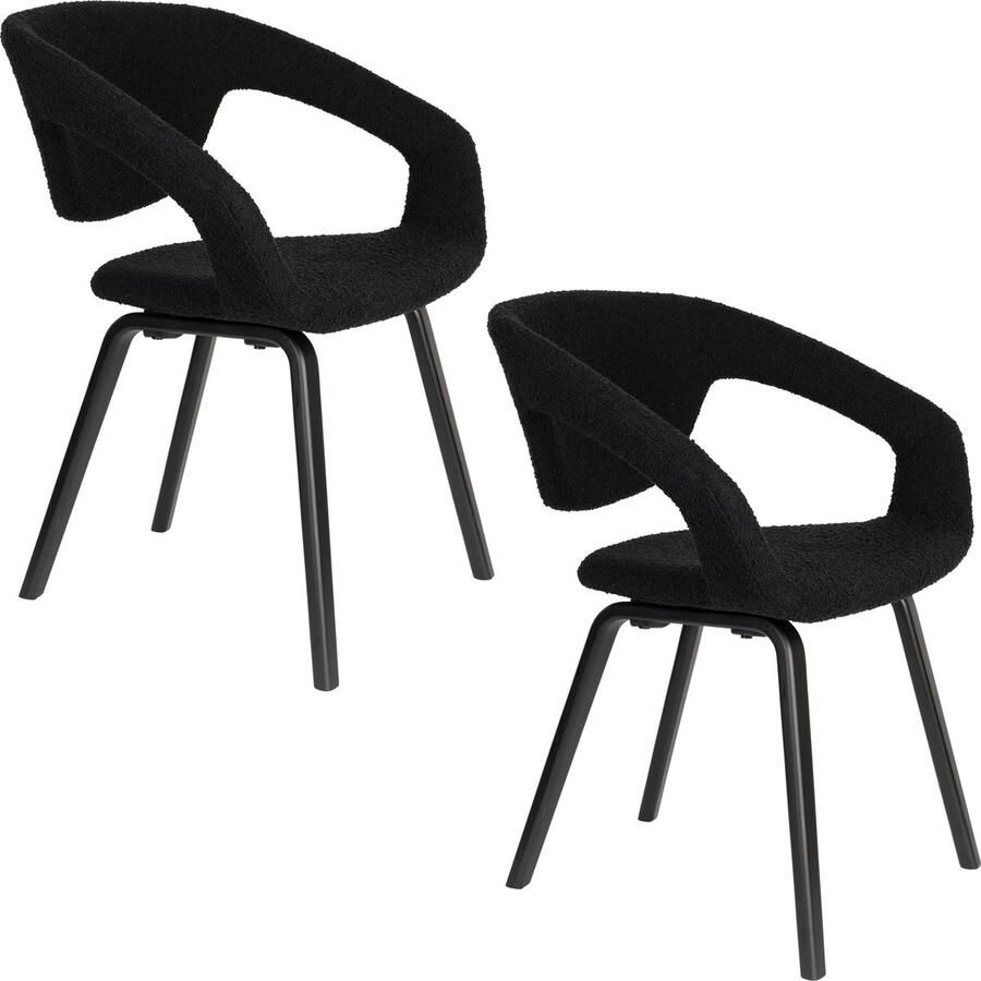 Zuiver Flexback Eetkamerstoelen met armleuning Zwart Set van 2 - Foto 2