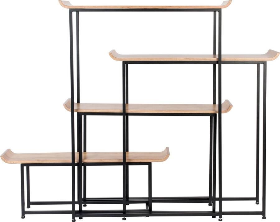 Zuiver Wandrek Flodka Hout en staal Set van 4 stuks Zwart - Foto 4