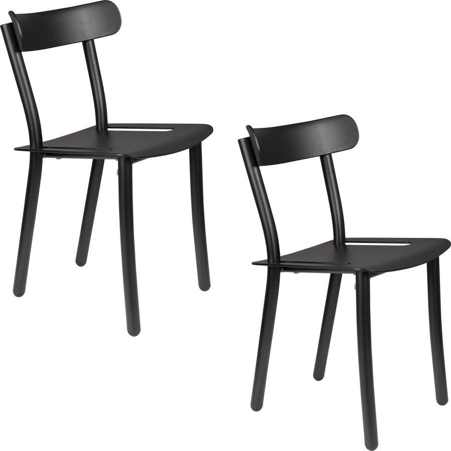 Zuiver Friday Tuinstoelen Stapelbaar Zwart Set van 2