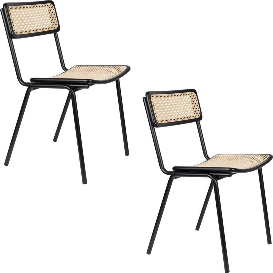 Zuiver Jort Eetkamerstoelen Naturel Zwart Set van 2
