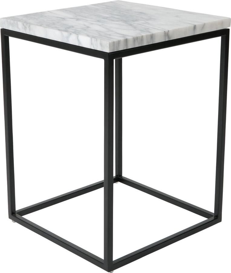 Zuiver Marble Power Bijzettafel Vierkant 32x 32 cm Marmer Wit Zwart