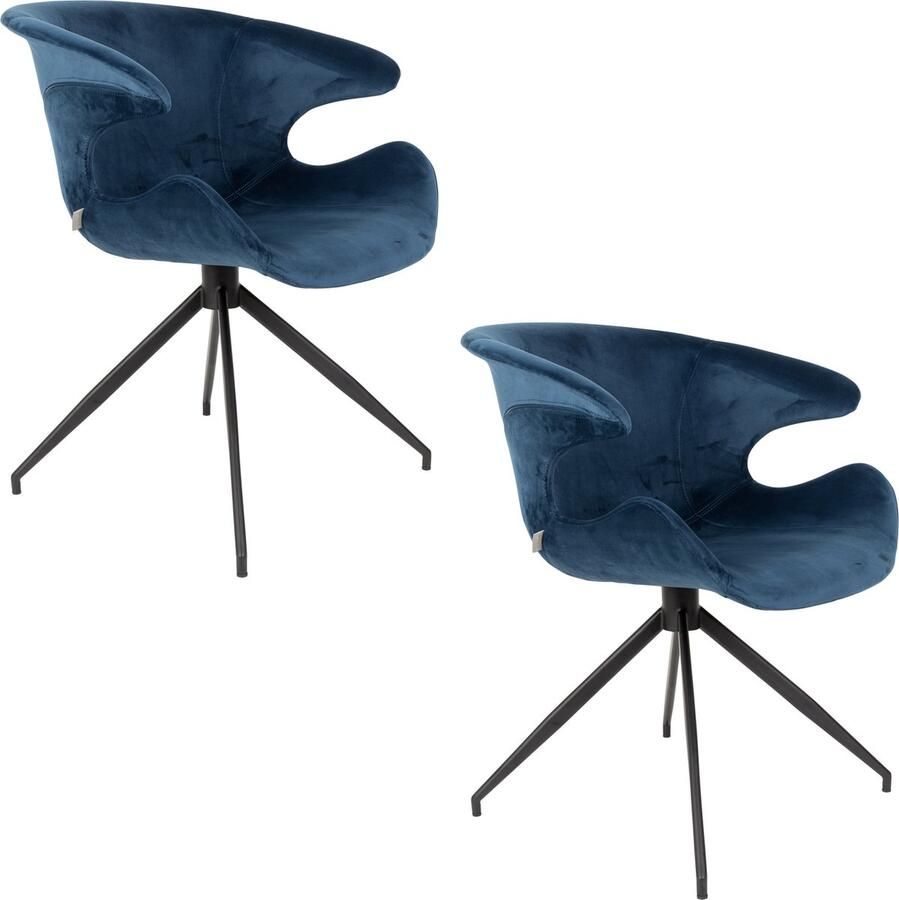 Zuiver Mia Eetkamerstoelen met armleuning Blauw Set van 2 - Foto 4