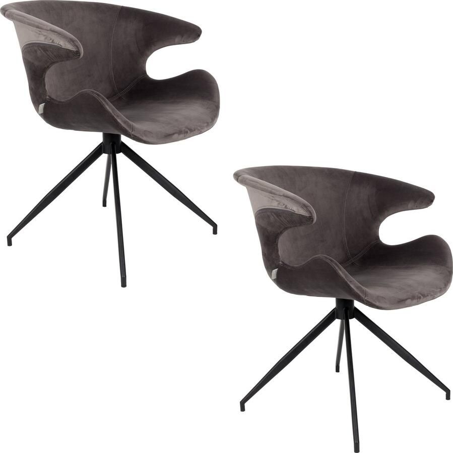 Zuiver Mia Eetkamerstoelen met armleuning Grijs Set van 2 - Foto 2