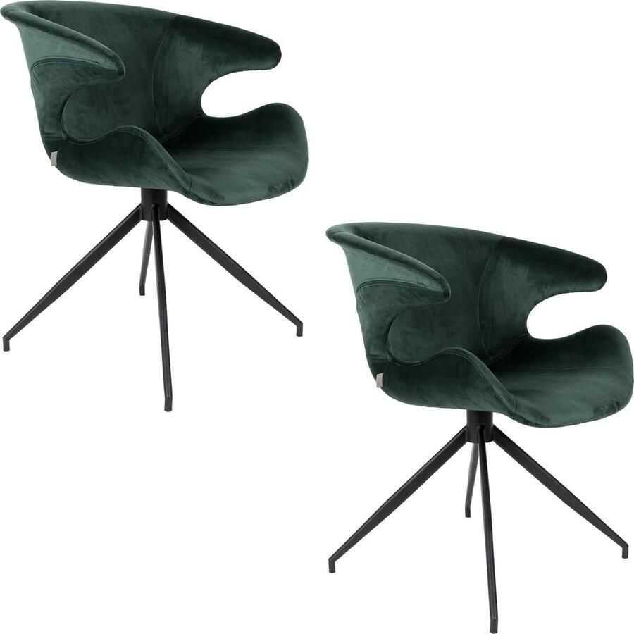 Zuiver Mia Eetkamerstoelen met armleuning Groen Set van 2 - Foto 4