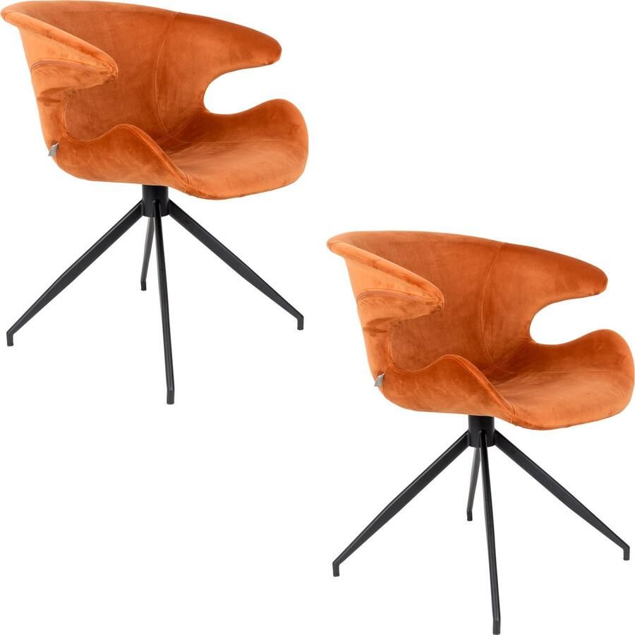 Zuiver Mia Eetkamerstoelen met armleuning Oranje Set van 2 - Foto 2