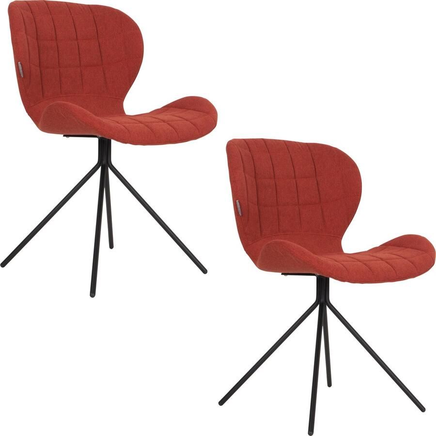 Zuiver OMG Eetkamerstoelen Oranje Set van 2
