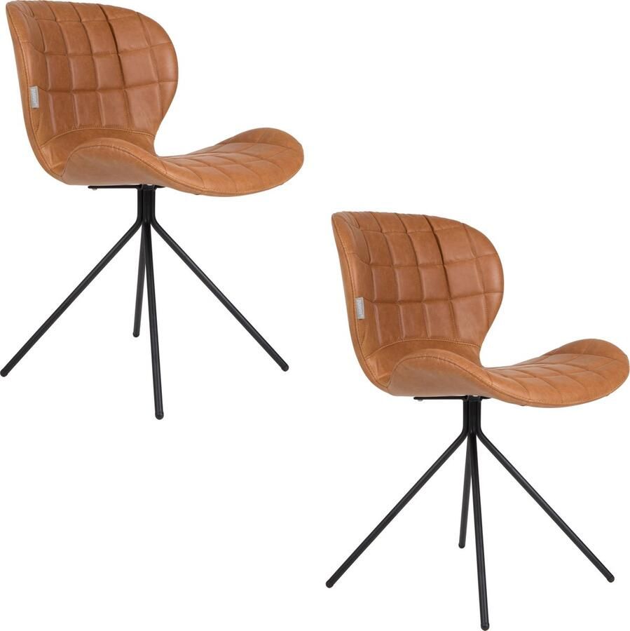 Zuiver OMG Eetkamerstoelen Kunstleer Bruin Set van 2