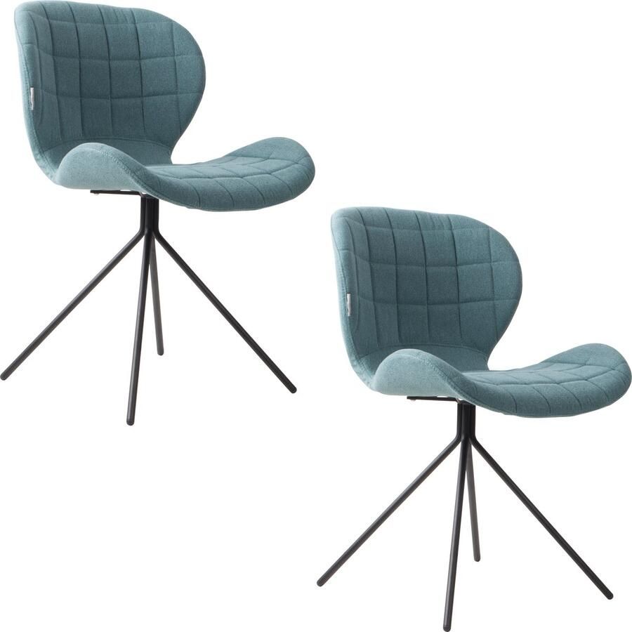 Zuiver OMG Eetkamerstoelen Blauw Set van 2