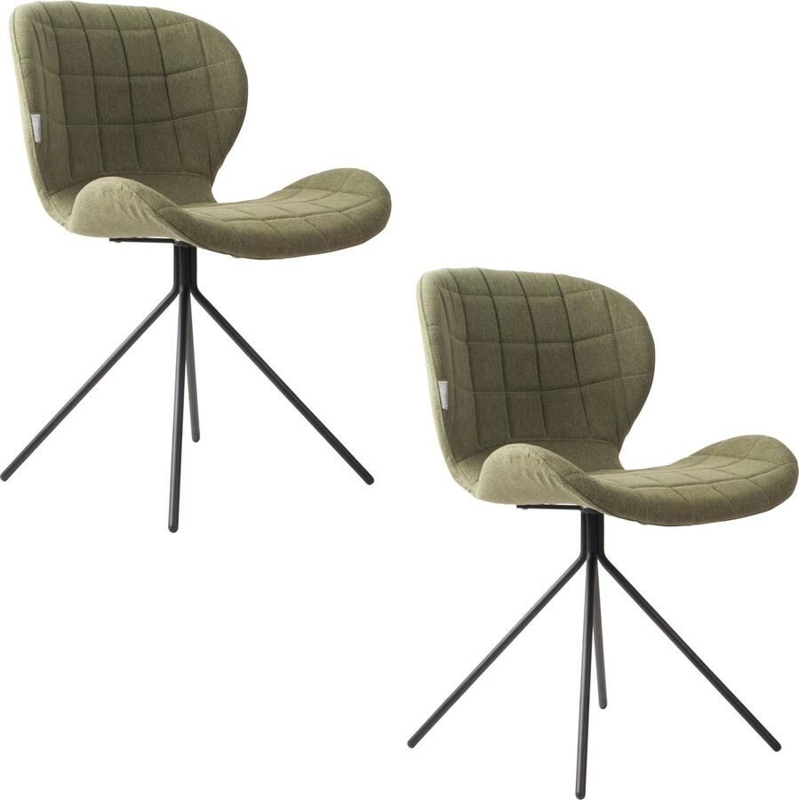 Zuiver OMG Eetkamerstoelen Groen Set van 2