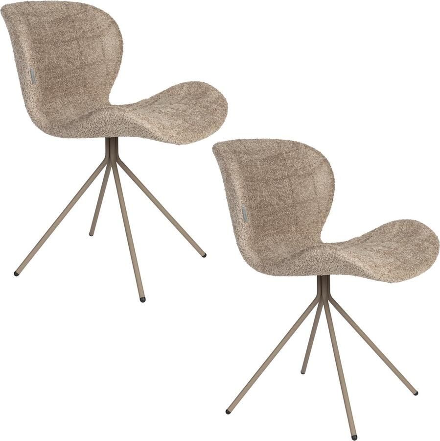 Zuiver OMG Eetkamerstoelen Soft Beige Set van 2