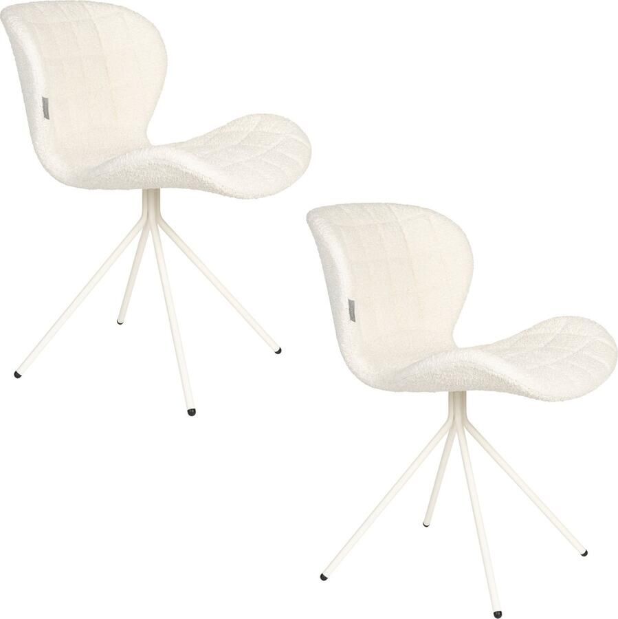 Zuiver OMG Eetkamerstoelen Soft Off White Set van 2