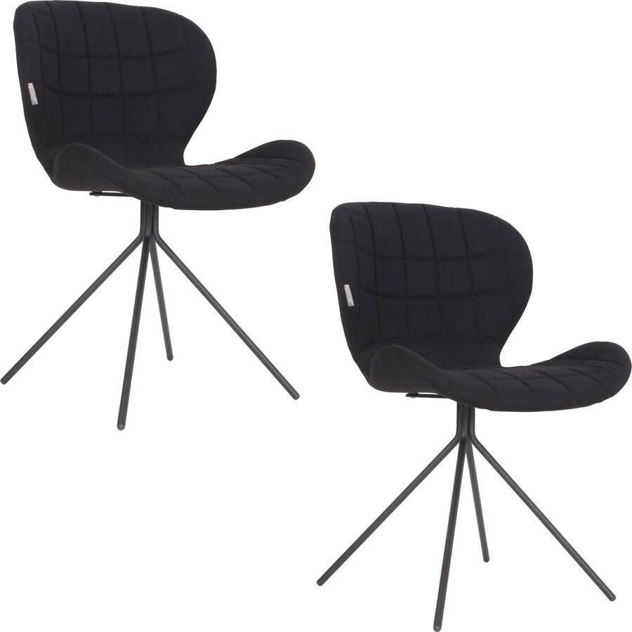 Zuiver OMG Eetkamerstoelen Zwart Set van 2