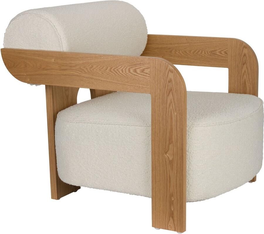 Zuiver Fauteuil Oolong Bouclé en eikenhout Beige - Foto 2