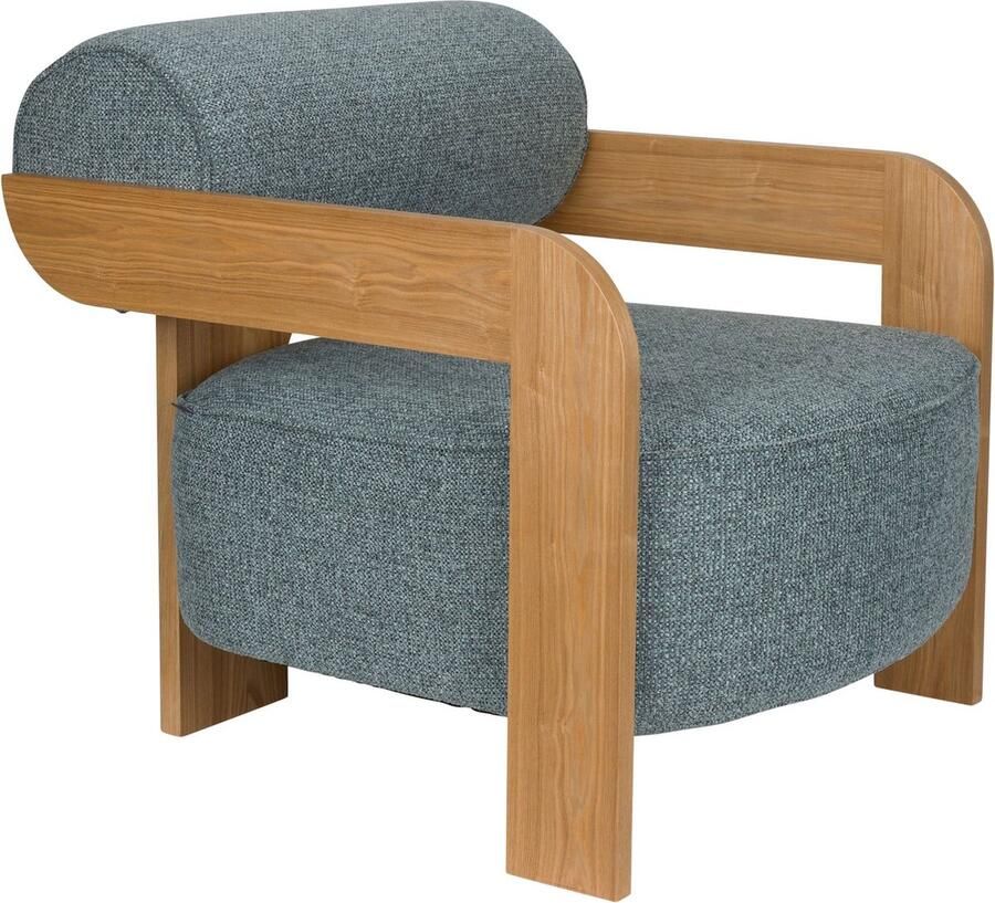 Zuiver Fauteuil Oolong Bouclé en eikenhout Ocean Blue - Foto 3