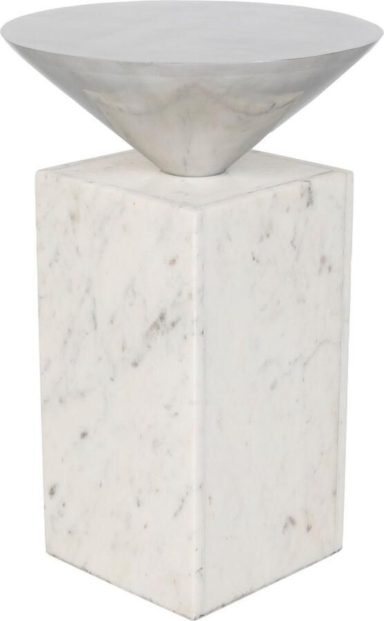 Zuiver Pride Bijzettafel Rond 30 cm Metaal| Marmer Wit - Foto 3