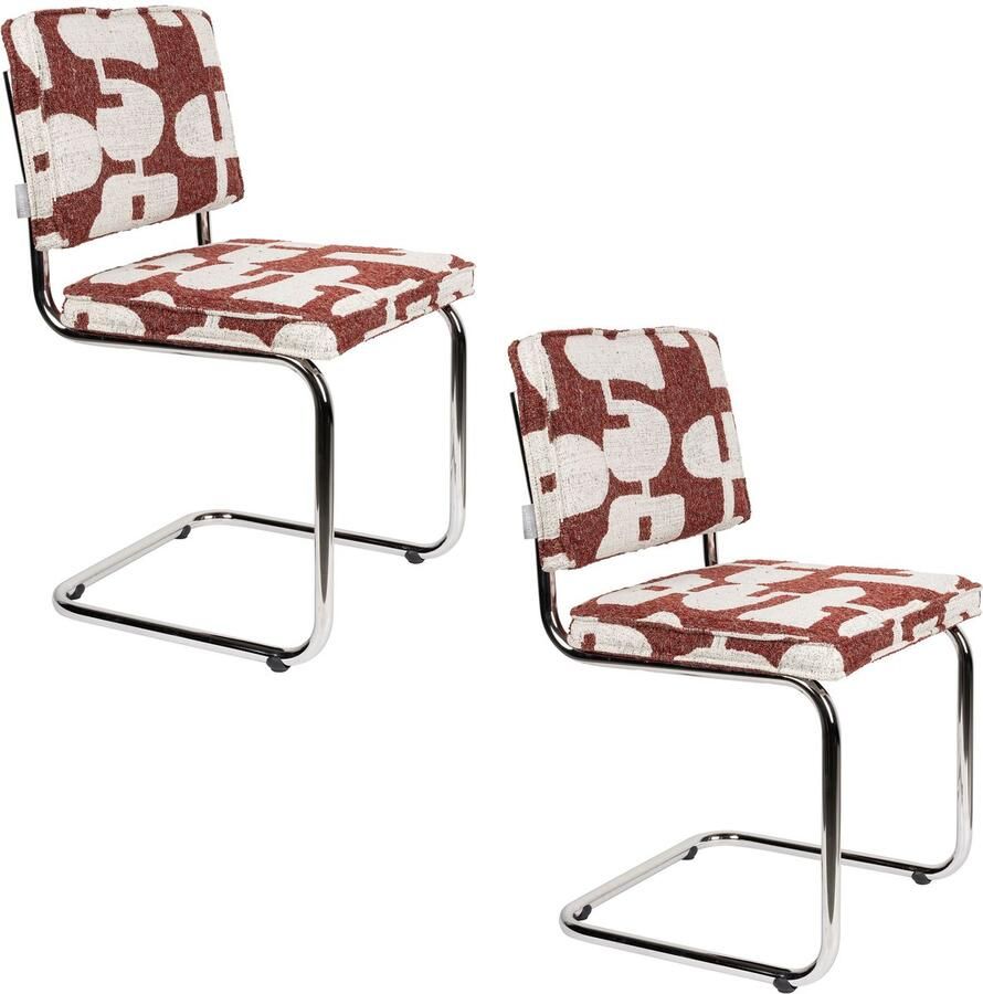Zuiver Ridge Deco Symbols Eetkamerstoelen Rood Set van 2 - Foto 2