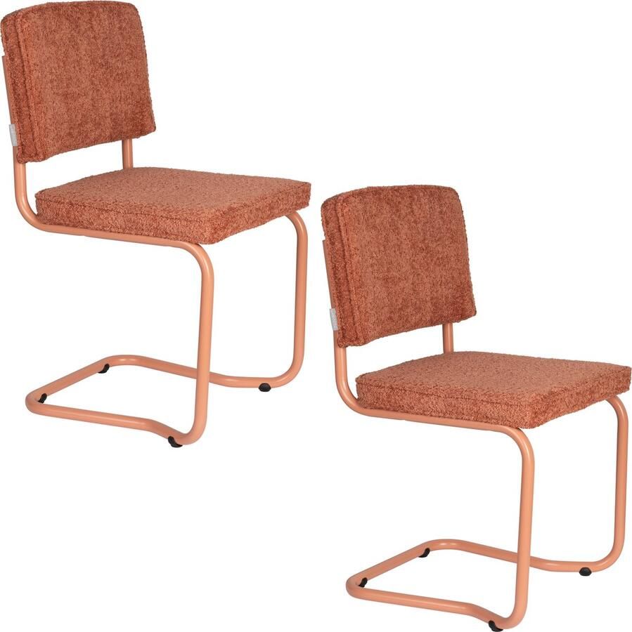 Zuiver Ridge Kink Eetkamerstoelen Soft Terra Set van 2 Terracotta