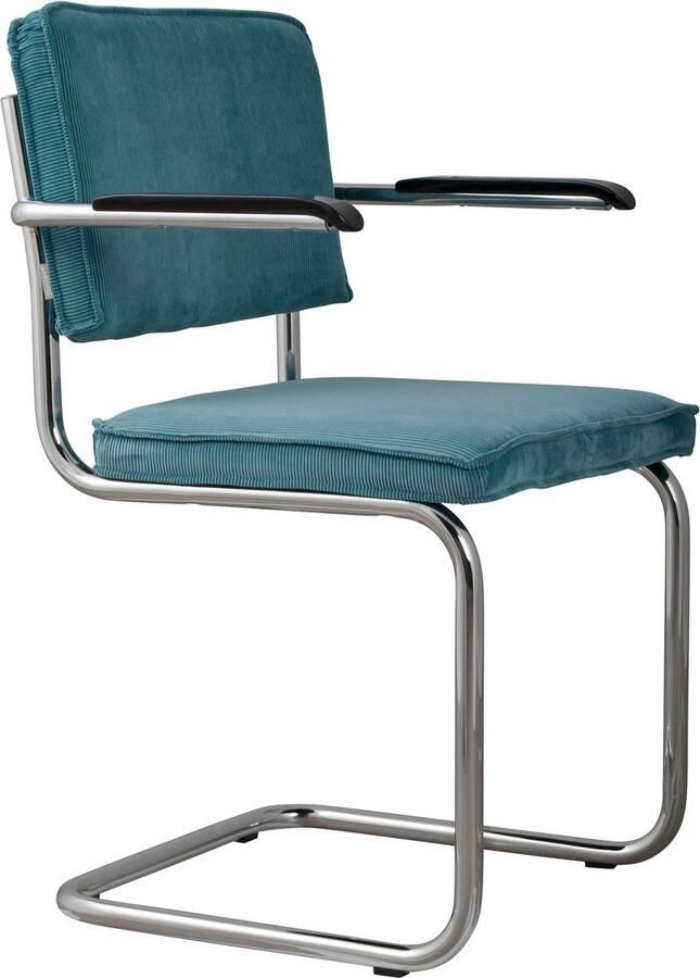 Zuiver Ridge Rib Eetkamerstoelen met armleuning Blauw Set van 2 - Foto 2