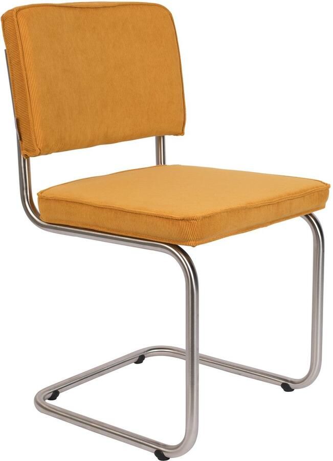 Zuiver Ridge Rib Geborsteld Eetkamerstoel Geel Set van 2