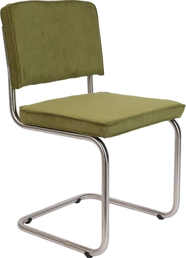 Zuiver Ridge Rib Geborsteld Eetkamerstoel Groen- Set van 2