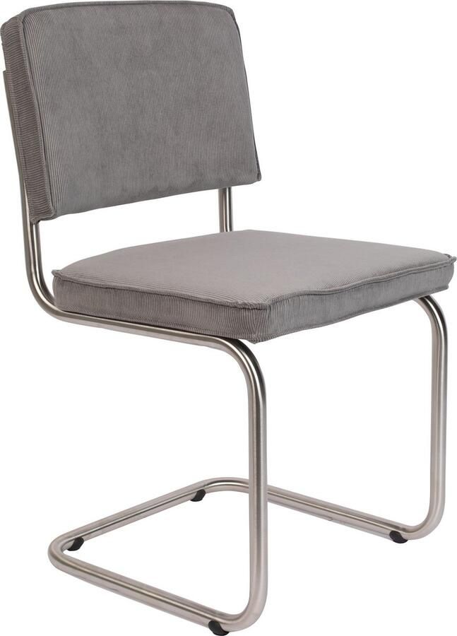 Zuiver Ridge Rib Brushed Eetkamerstoel Lichtgrijs Set van 2