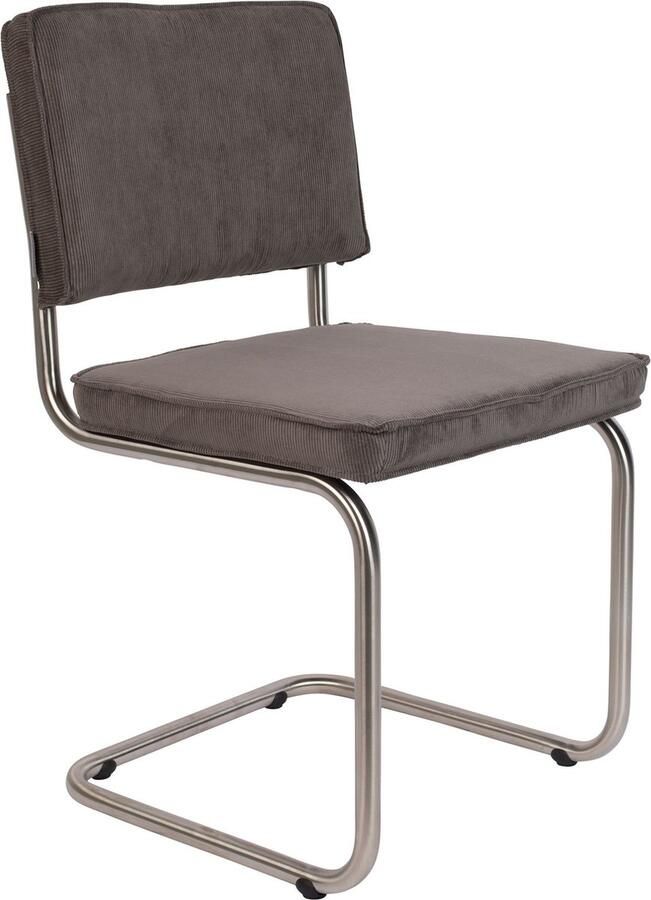 Zuiver Ridge Rib Geborsteld Eetkamerstoel Grijs Set van 2