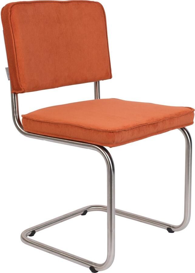 Zuiver Ridge Rib Geborsteld Eetkamerstoel Oranje Set van 2