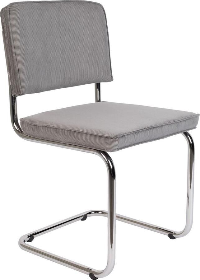 Zuiver Ridge Rib Chrome Eetkamerstoel Cool Grijs Set van 2 - Foto 2