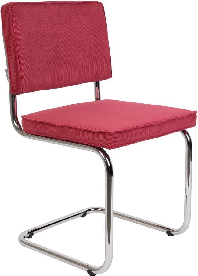 Zuiver Ridge Rib Chrome Eetkamerstoel Rood Set van 2 - Foto 2