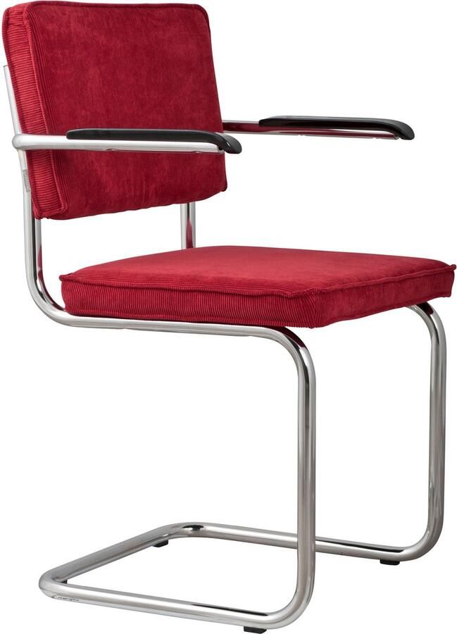 Zuiver Ridge Rib Eetkamerstoelen met armleuning Rood Set van 2 - Foto 2