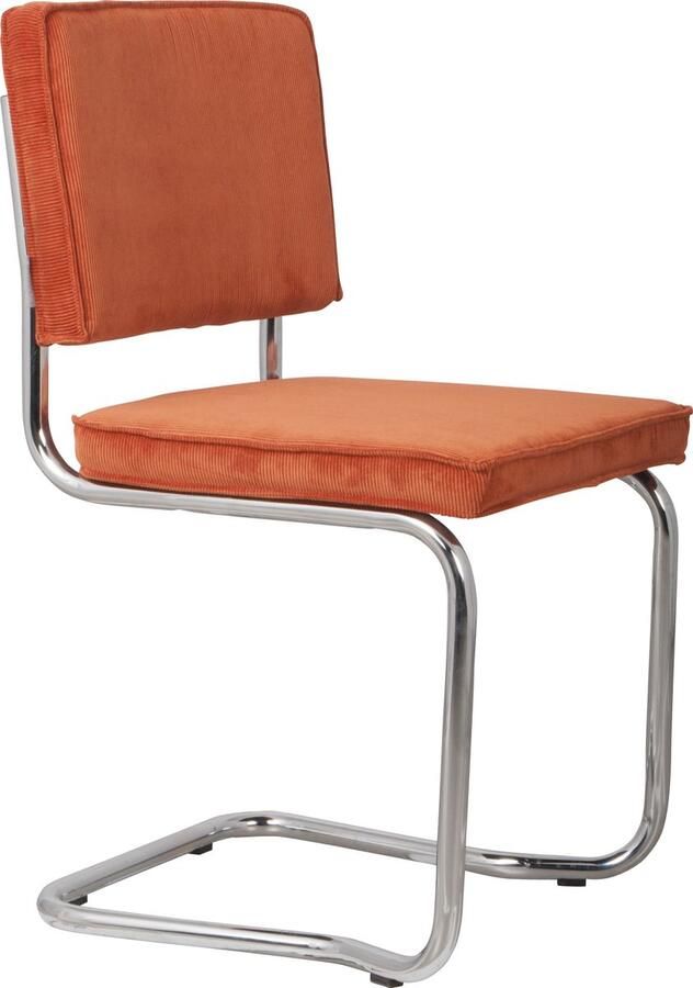 Zuiver Ridge Rib Kink Eetkamerstoelen Oranje Set van 2