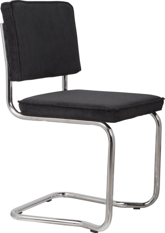 Zuiver Ridge Rib Kink Eetkamerstoelen Zwart Set van 2