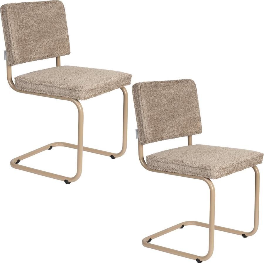 Zuiver Ridge Soft Eetkamerstoelen Beige Set van 2