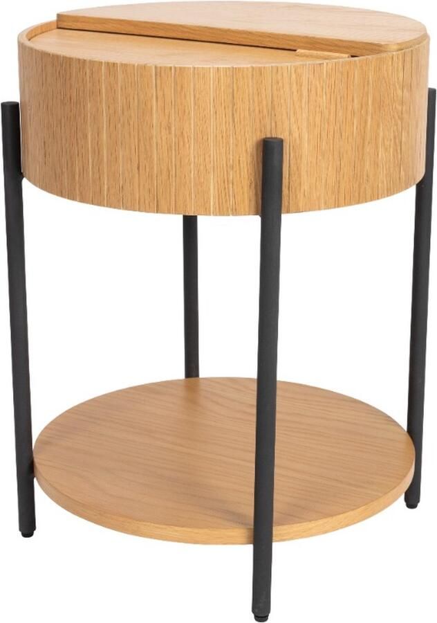 Zuiver Slides Bijzettafel Rond met opbergvak 45 cm Hout Bruin} - Foto 4