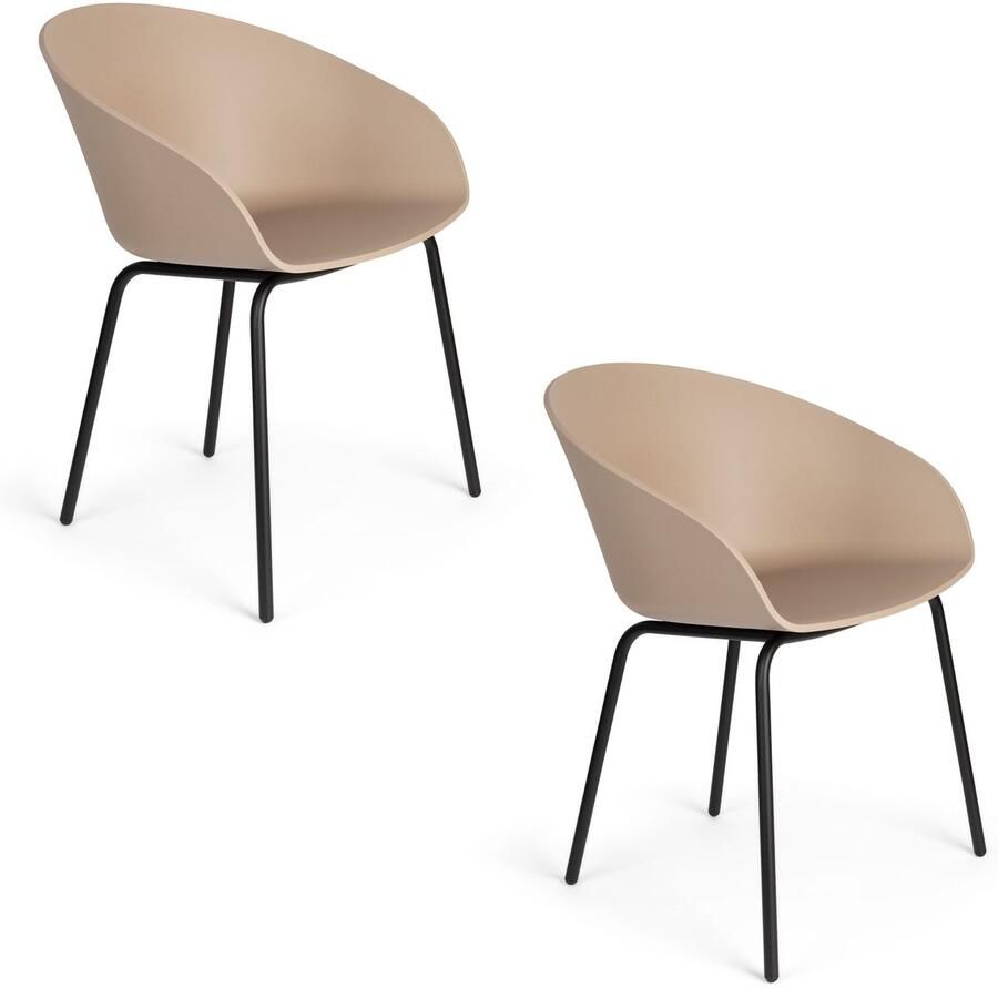 Zuiver Void Eetkamerstoelen Beige Bruin Set van 2