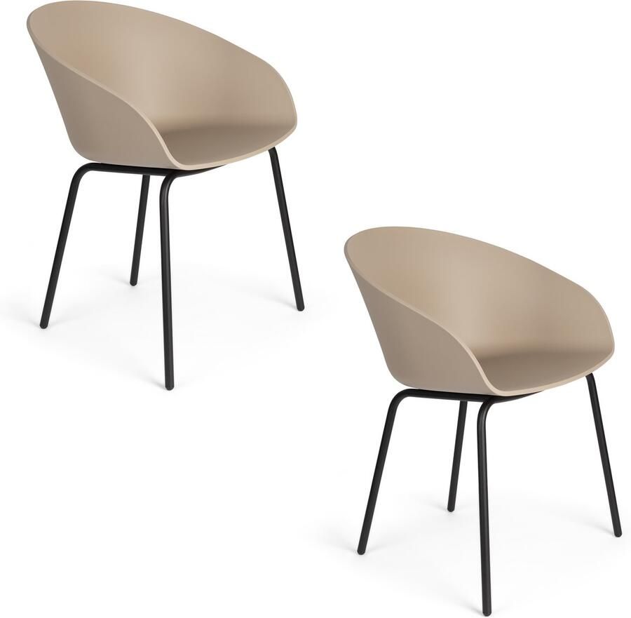 Zuiver Void Eetkamerstoelen Beige Bruin Set van 2