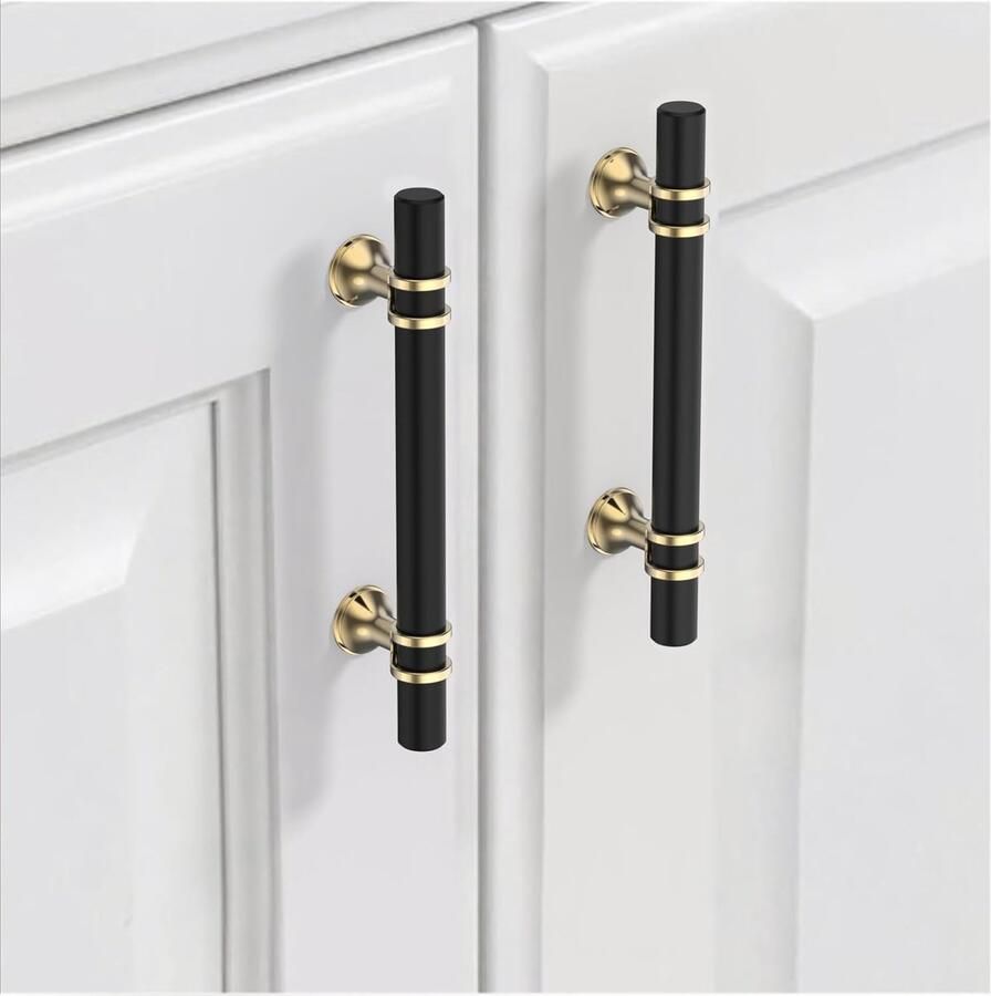 Zwartt 2 Stuks Zwartgouden meubelkastgrepen(Gatafstand: 96 cm) keukendeurgrepen keukenkastgrepen meubelladegrepen keukengrepen voor Stijlvolle Interieurvernieuwing zinklegering Zwartgouden
