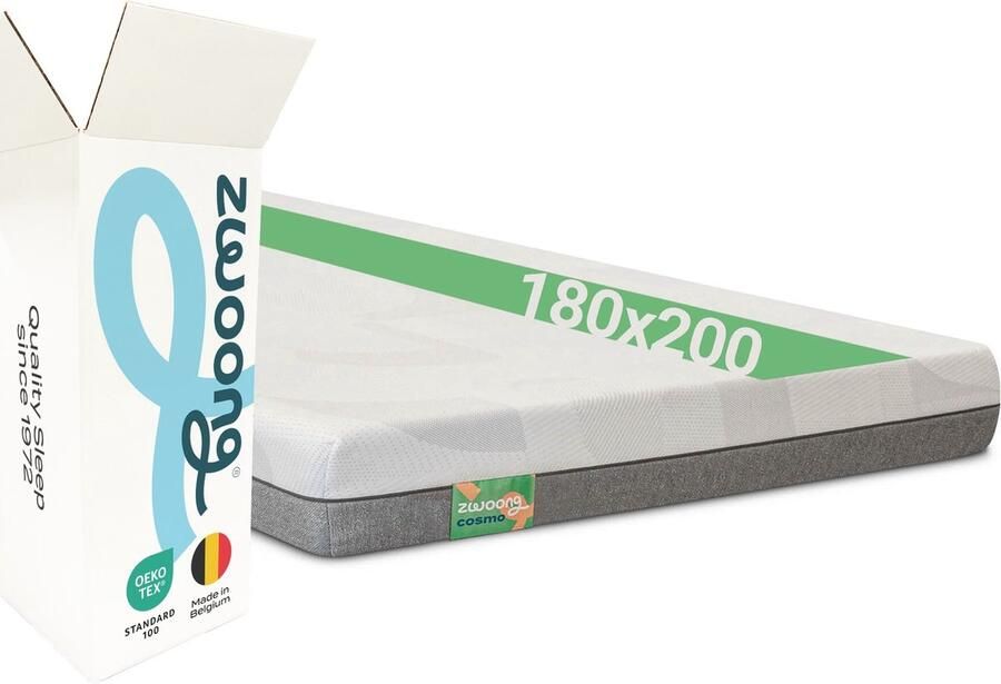 Zwoong Matras 180x200 cm – COSMO Traagschuim & Koudschuim – Medium Hardheid – 7-Zone Ergonomisch – Geschikt voor Alle Slaaphoudingen