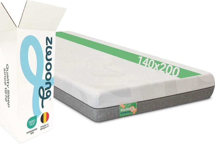 Zwoong Matras 140x200 cm – COSMO Traagschuim & Koudschuim – Medium Hardheid – 7-Zone Ergonomisch – Geschikt voor Alle Slaaphoudingen