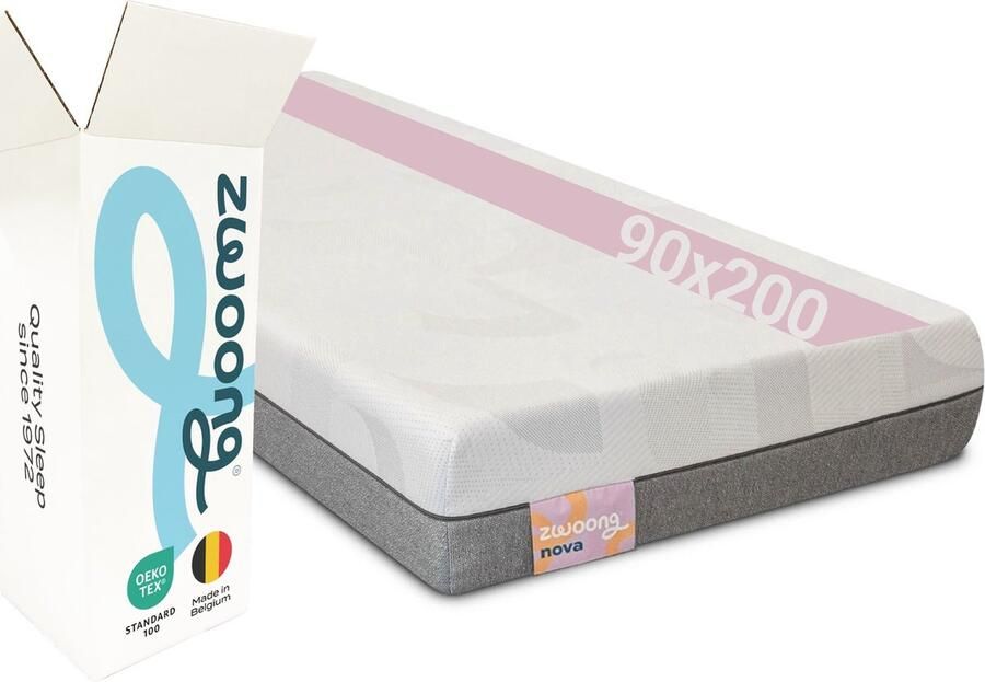 Zwoong NOVA Koudschuim Matras 90x200 cm Dual Comfort (zacht stevig) 7-zone 18 cm hoog koel ademend hypoallergeen