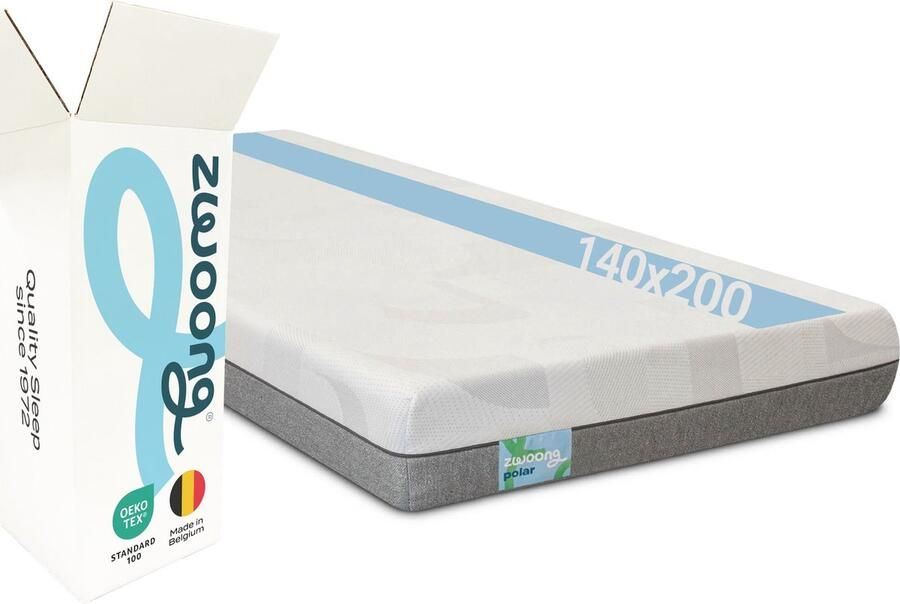 Zwoong POLAR Matras 140x200 cm 7-zone koudschuim 19 cm hoog met 3 cm Water Fresh Foam verkoelend ademend hypoallergeen