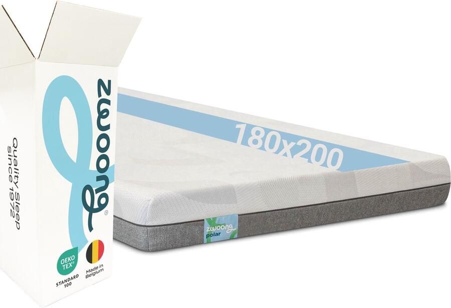 Zwoong POLAR Matras 180x200 cm 7-zone koudschuim 19 cm hoog met 3 cm Water Fresh Foam verkoelend ademend hypoallergeen
