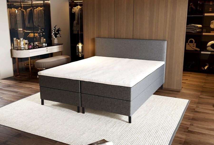 Zydante Boxspring Londen met Opbergruimte Bed 120x200 cm Antraciet