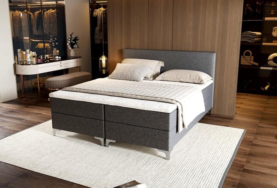Zydante Boxspring Londen met Opbergruimte Bed 160x200 cm Antraciet